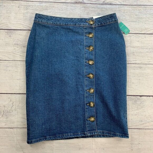 Maurices Jean Skirt sz 14 L Button Front Medium Wash Above Knee New NWT - Picture 1 of 7